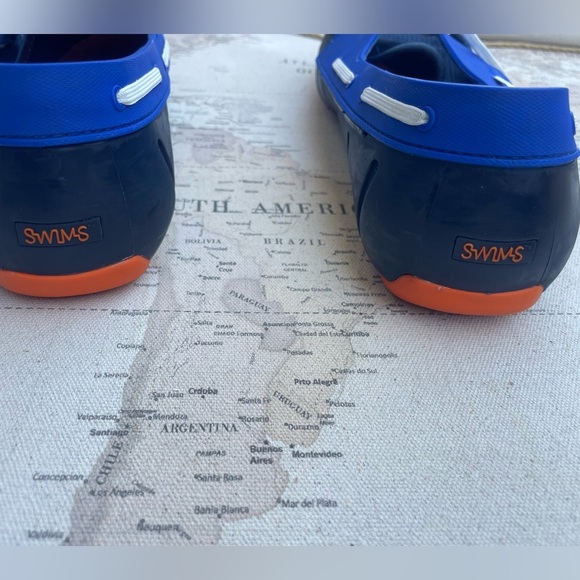 SWIMS Braided Lace Loafer Navy & Orange Slip On Shoes Land to Sea Size 12 - Picture 5 of 15